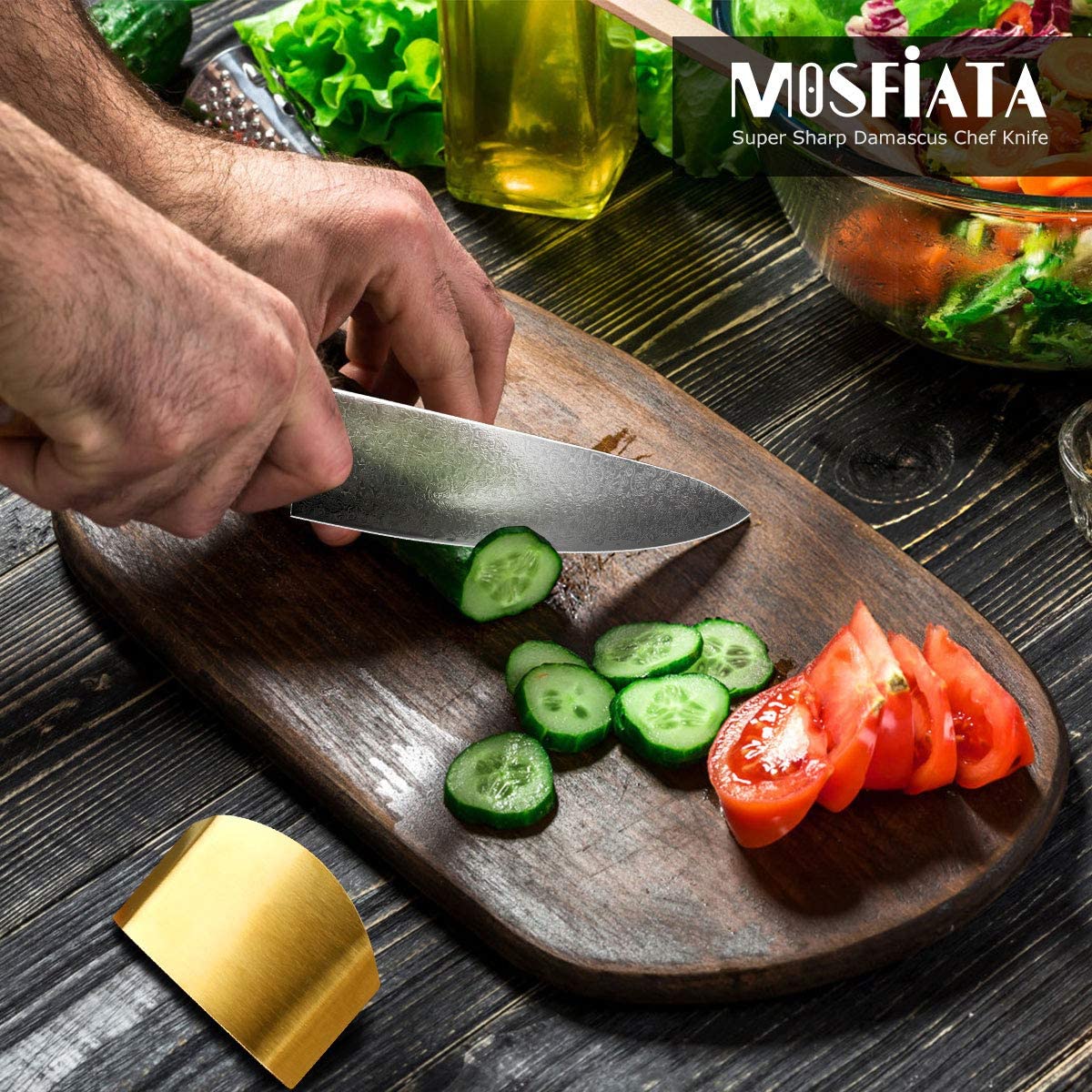  MOSFiATA Chef Knife 10 Inch Super Sharp Professional Kitchen  Knife with Finger Guard in Gift Box, German High Carbon Stainless Steel  EN.4116 Cooking Knife with Micarta Handle: Home & Kitchen