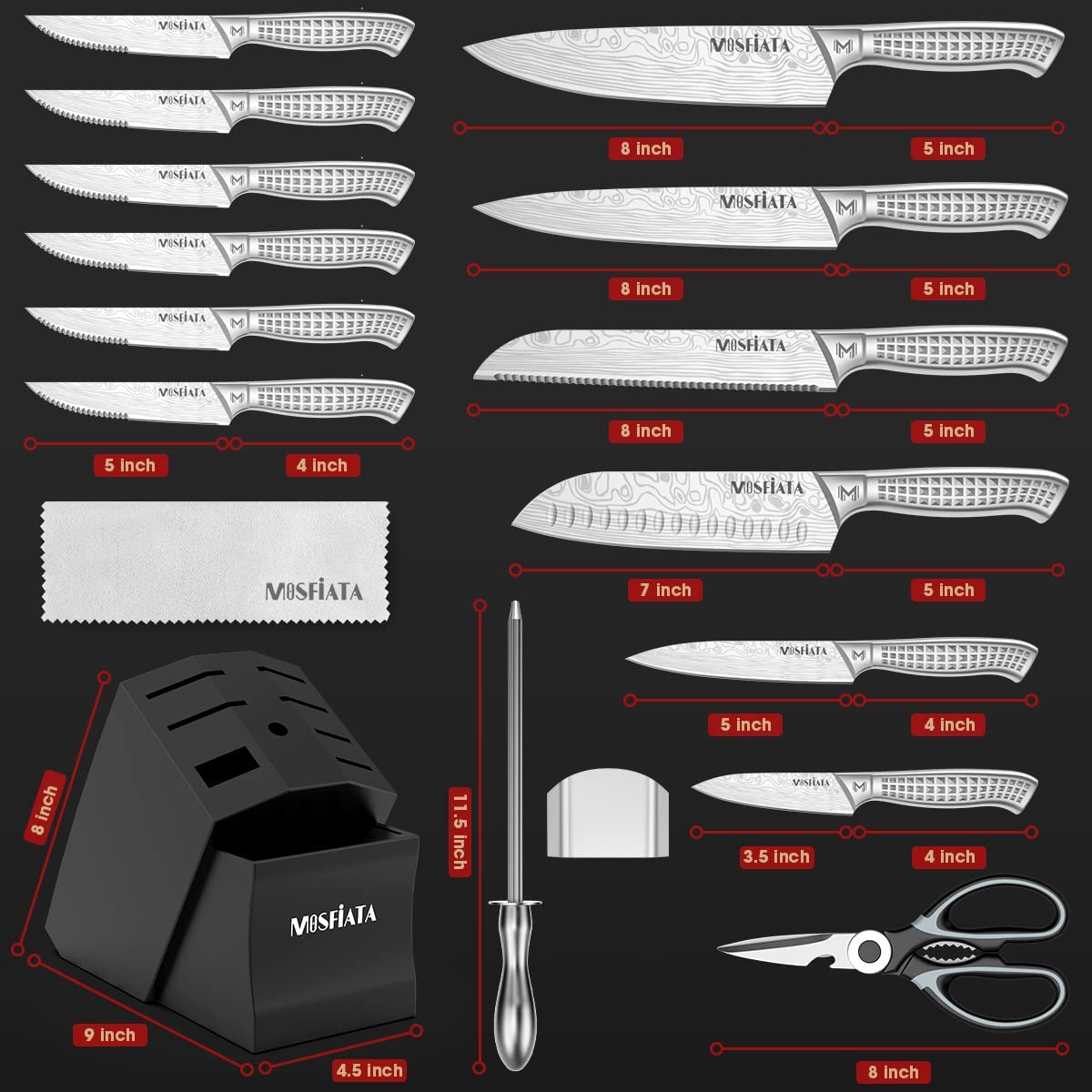 KITCHEN & STEAK KNIVES Stainless Steel, SELECT: Steak, Santoku or