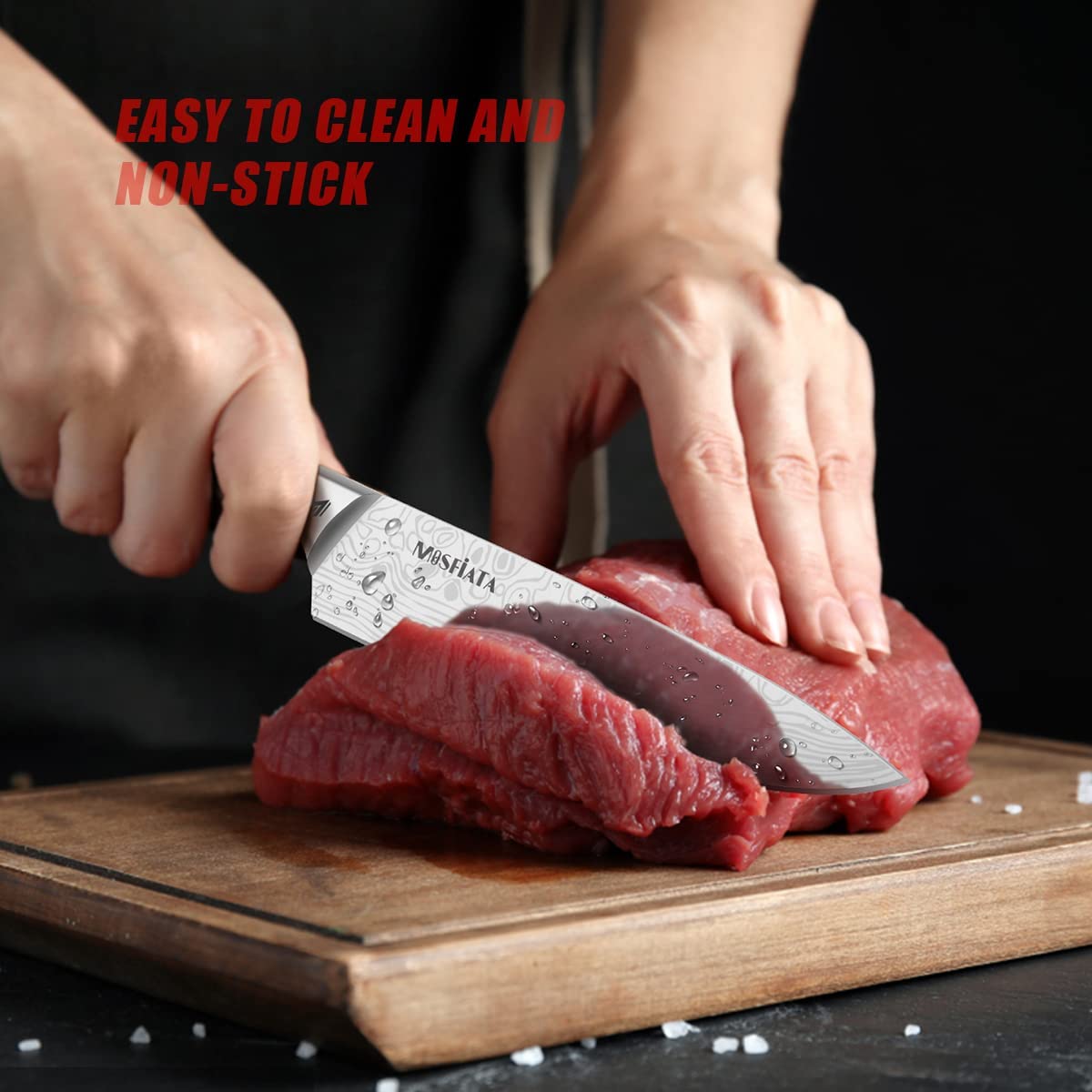 3-Piece Red Stainless Steel Santoku Knife Set