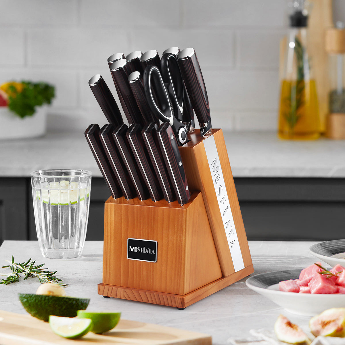 MOFFTI Chef Knife Set with Knife Sharpener, German EN1.4116 Stainless  Steel, Ultra Sharp Professional Ergonomic Handle, Knives Set for Kitchen  with