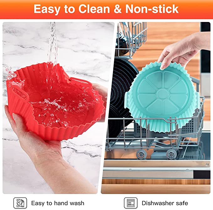  Air Fryer Silicone Liners - Reusable Non-stick Air
