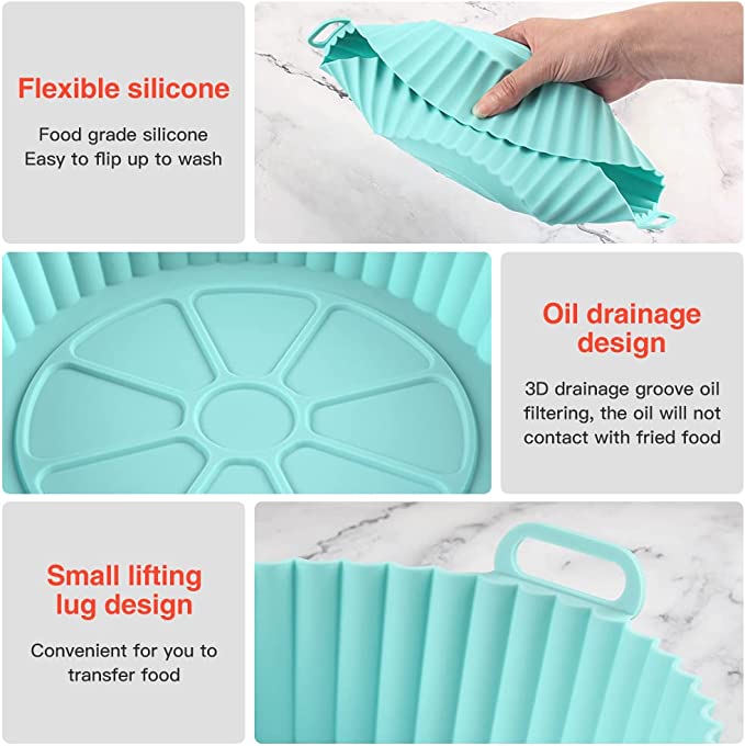 1 2 Pack Air Fryer Silicone Liners Pot For 3 To 5 Qt Air Fryer