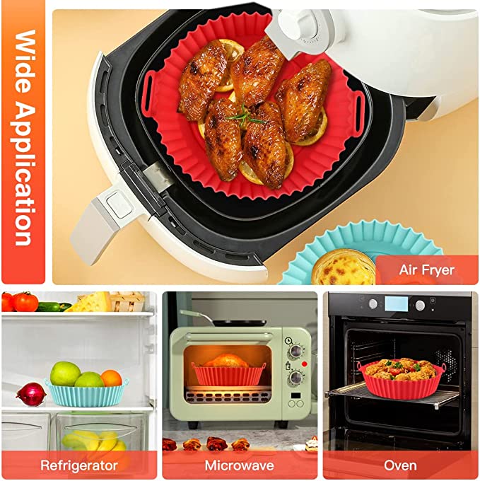 Air Fryer Silicone Liners 3-Pack, Reusable Air Fryer Liner Pots, 8