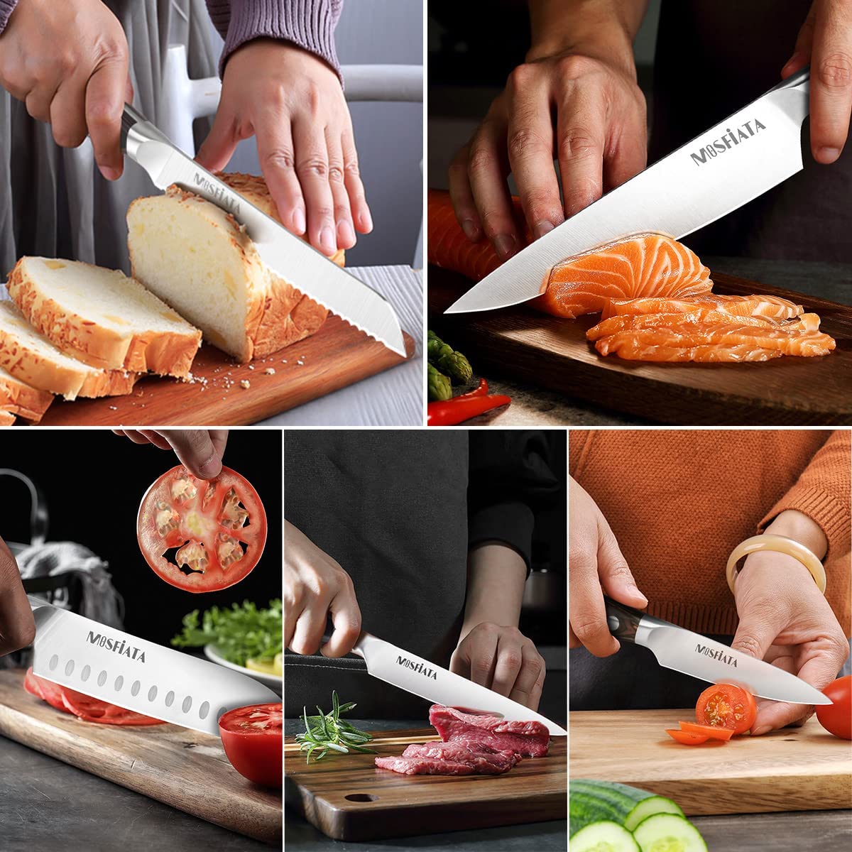  MOSFiATA Knife Set-18Pcs Kitchen Knife Set with Knife