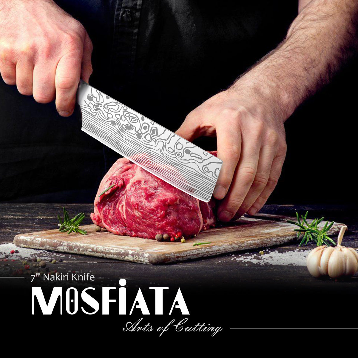 MOSFiATA 8 inch Super Sharp Professional Chef's Knife with Finger Guard and Knife Sharpener, German High Carbon Stainless Steel 4116 with Micarta